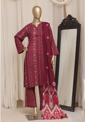 Midnight red Printed 3 Piece Suit