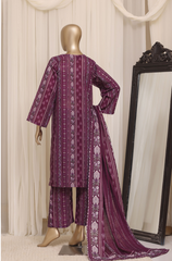 Mehroon Pearl Printed 3 Piece Suit