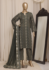 Ayzel Noir Printed 3 Piece Suit