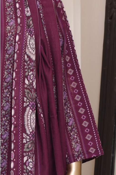 Mehroon Pearl Printed 3 Piece Suit