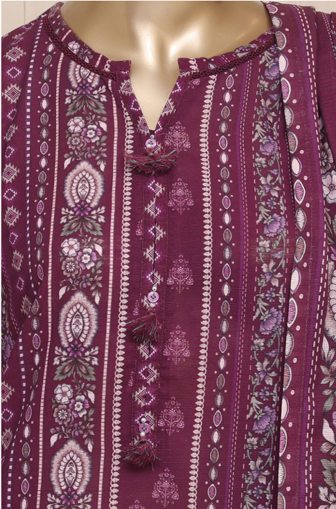 Mehroon Pearl Printed 3 Piece Suit