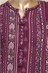 Mehroon Pearl Printed 3 Piece Suit